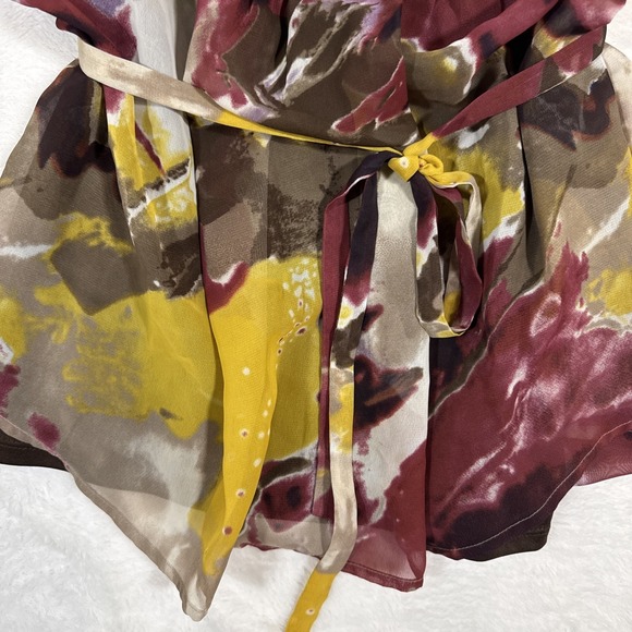 Nicole Miller 3/4 Sleeve Watercolor Blouse Flowy Medium - Picture 2 of 15